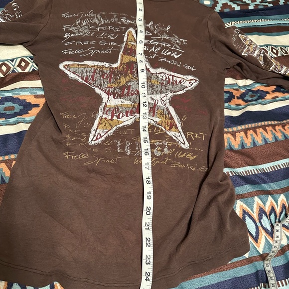 Vintage Y2K Sledge USA Brown Star 3/4 Sleeve Tee size Large Made in the USA - Picture 7 of 8